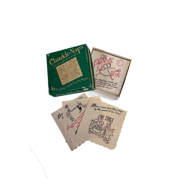 Vintage Cocktail Napkins Chuckle Naps Illustrated Limericks Gags Verses - 1950s - Picture 1 of 5